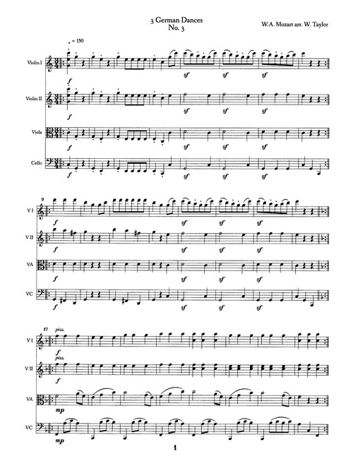 Mozart Sleigh Ride (Arr. William Taylor) - W. A. Mozart (String Quartet)