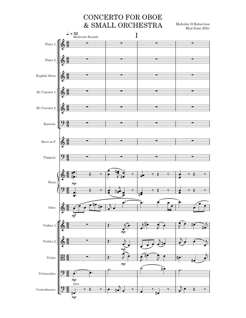 Concerto for Oboe & Small Orchestra Malcolm D Robertson Sheet music