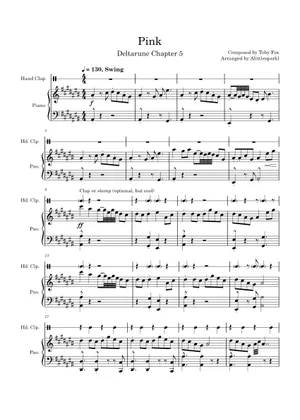 Pink Chapter 5 Pink - Deltarune Chapter 5 OST Sheet Music for Piano (Solo) easy ...