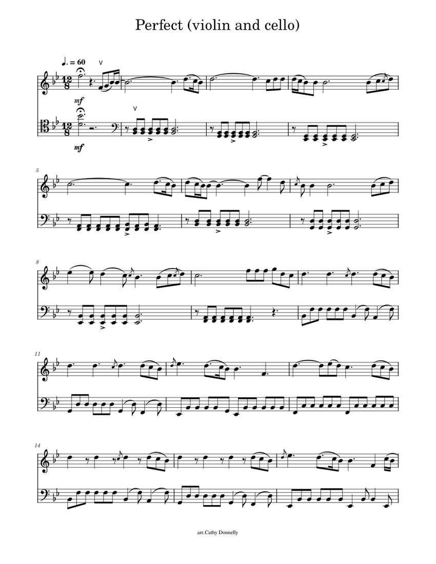 Perfect violin and cello Sheet music for Violin Cello String Duet Musescore