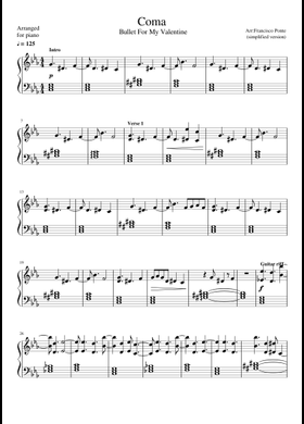 Free Bullet for My Valentine sheet music | Download PDF or print