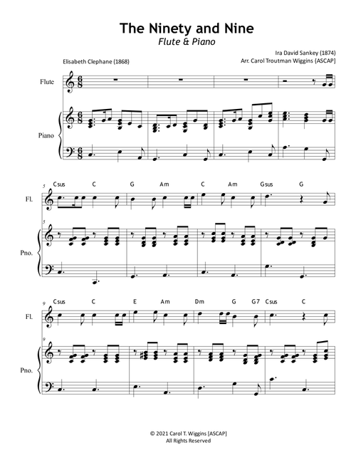 The Ninety and Nine (Flute & Piano) (Arr. Carol Troutman Wiggins) - Ira Sankey, Elizabeth Clephane (Flute and Piano)