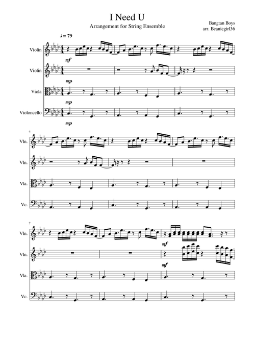 I Need U (BTS) for String Ensemble
