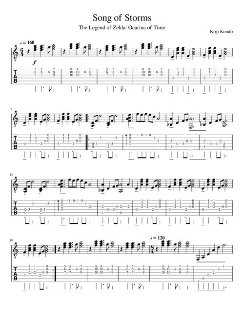 The Legend of Zelda: Ocarina of Time - Song of Storms - for guitar