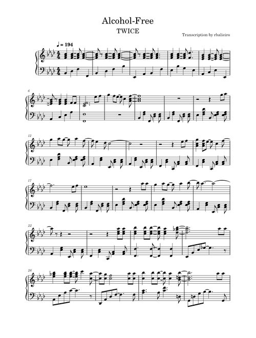 Alcohol-Free — TWICE (트와이스) [Piano Version]