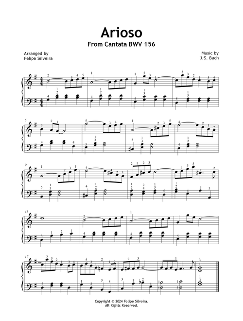 Arioso (From Cantata BWV 156) (Arr. Felipe Silveira) - JS Bach (Easy Piano)