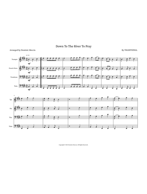 Down To The River To Pray (Arr. Dominic Meccia) - Traditional (Small Ensemble)