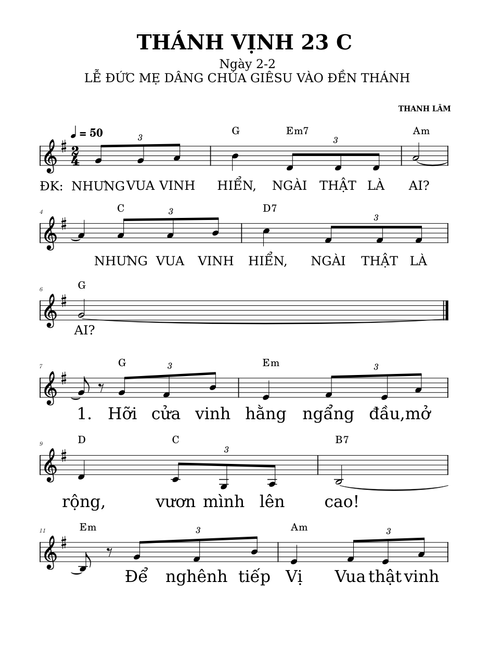 THÁNH VỊNH 23 C- THANH LÂM