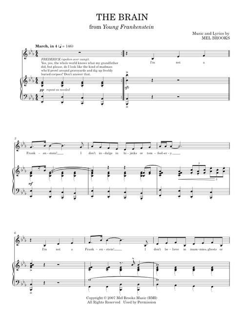The Brain - Mel Brooks, The Producers Musical (Piano Vocal)