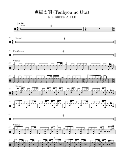 点描の唄 (Tenbyou no Uta) – Mrs. GREEN APPLE - Drums