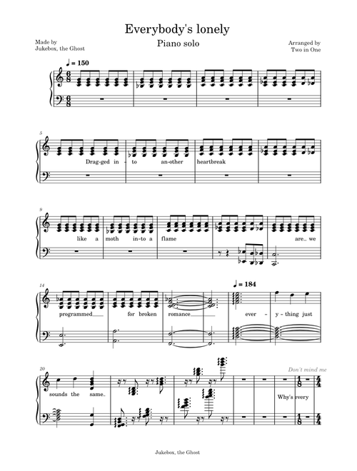 Everybody's Lonely – Jukebox the Ghost Piano Solo