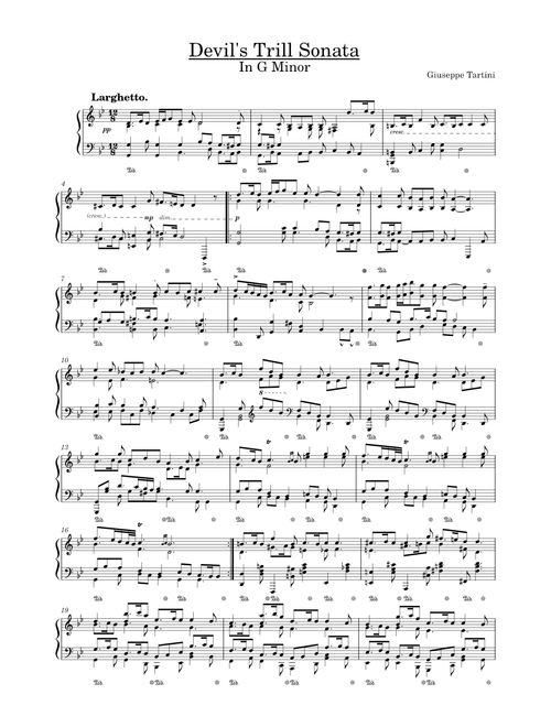 Devil's Trill Sonata - In G Minor (Piano solo arrangement)