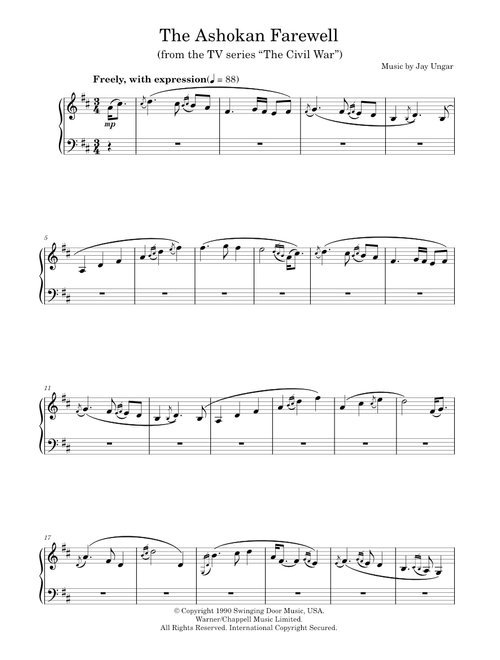The Ashokan Farewell (from the TV series "The Civil War") - Jay Ungar (Piano Solo)