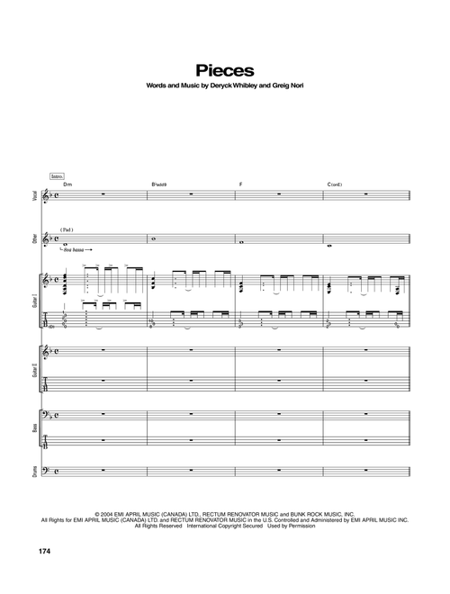 Pieces - Sum 41 (Transcribed Score)