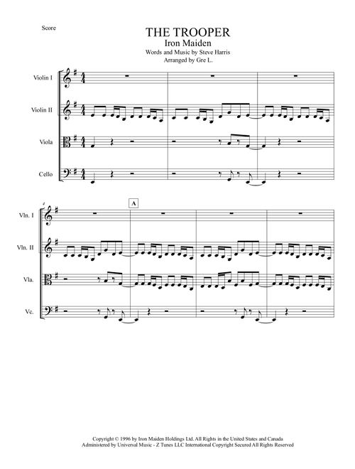 The Trooper (Arr. Gre Lopez) - Iron Maiden (String Quartet)
