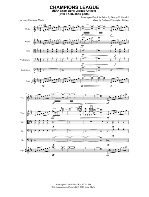 Uefa Champions League Team (Arr. Josué Marín) - Anthony Christopher Britten (Choral, SATB)