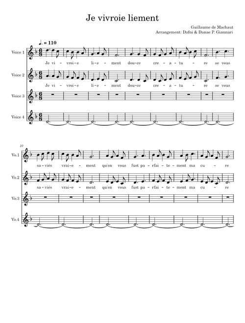 Je vivroie liement - Guillaume de Machaut