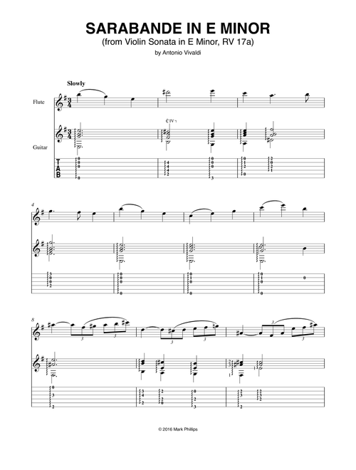 Sarabande in E Minor (from Violin Sonata in E Minor, RV 17a) (Arr. Mark Phillips) - Antonio Vivaldi (Instrumental Duet)