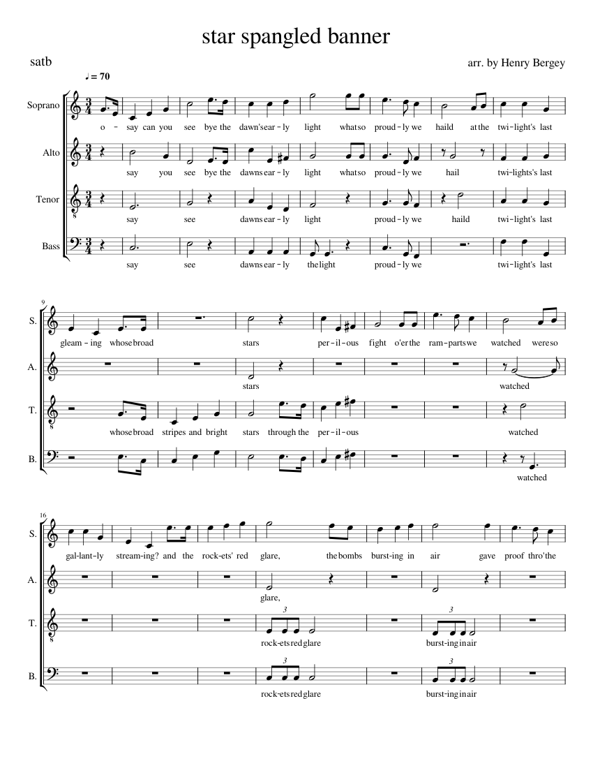 Star Spangled Banner satb a capella Sheet music for Soprano, Alto ...