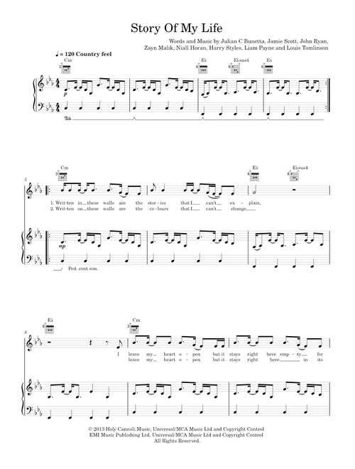 Story of my life - One Direction (Piano-Voice-Guitar)