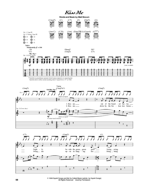 Kiss Me - Sixpence None The Richer (Guitar Tab)