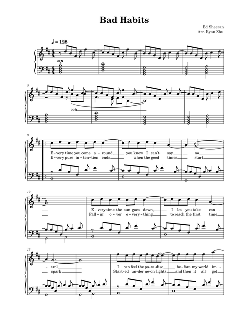 Ed Sheeran - Bad Habits | Piano Arrangement
