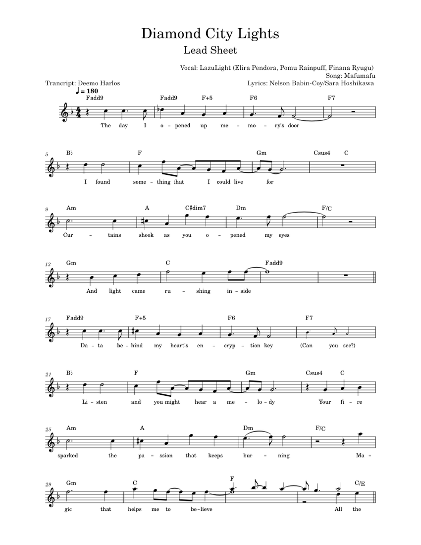 Diamond City Lights LazuLight Sheet music for Piano (Solo