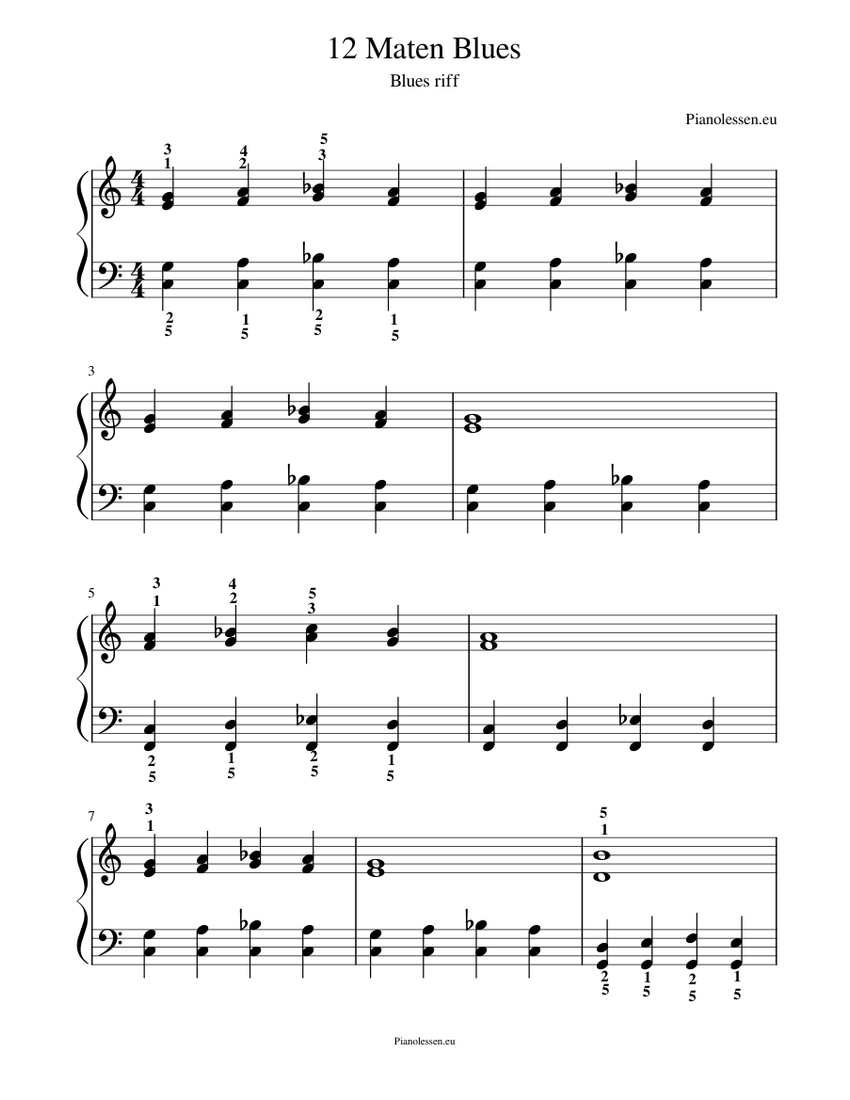 12 Maten Blues Sheet music for Piano (Solo) | Musescore.com