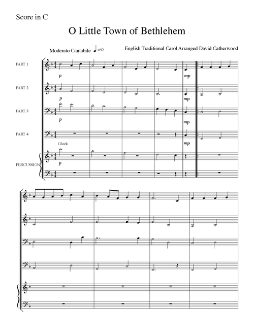 O Little town of Bethlehem arranged for Flexible Ensemble (or small brass band) by David Catherwood (Concert Band: Flex-Band)