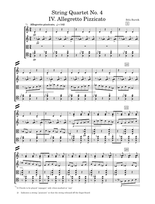 String Quartet No. 4, Sz. 91, IV. Allegretto Pizzicato – Béla Bartók