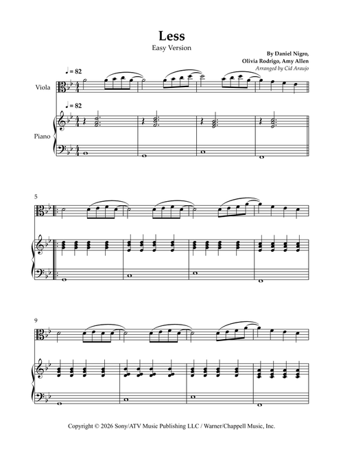 Less (Arr. Cid Araujo) - Olivia Rodrigo (Viola and Piano)