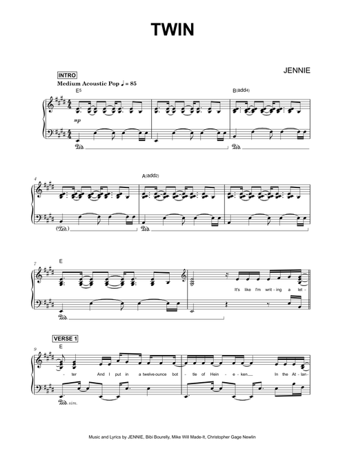 Twin - JENNIE (Piano)