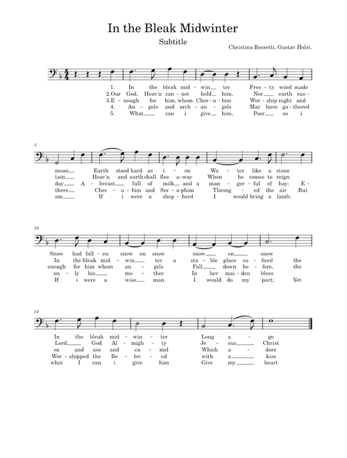 In the bleak midwinter – Gustav Holst In the bleak midwinter – Bass Part