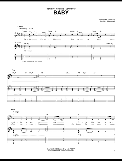 Baby - Dave Matthews (Guitar Tab)