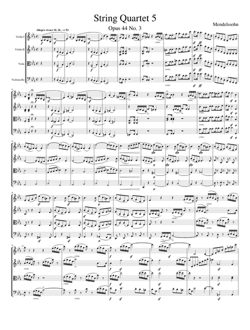 Mendelssohn String Quartet 5 First movement