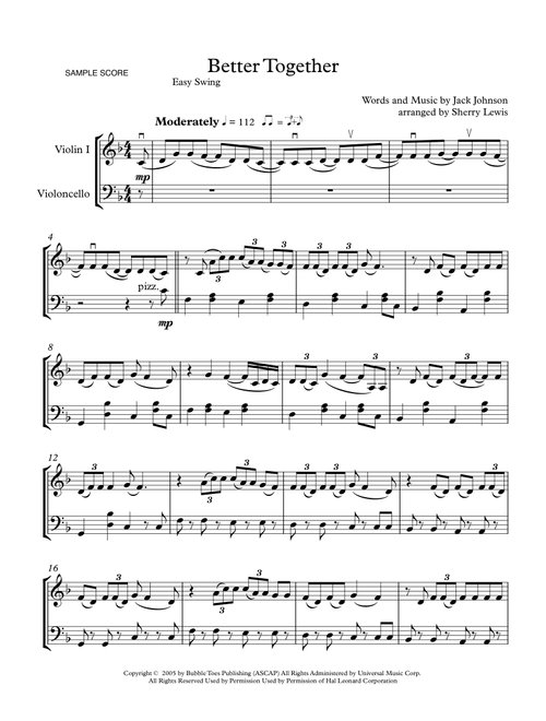 Better Together (Arr. Sherry Lewis) - Jack Johnson (Instrumental Duet)