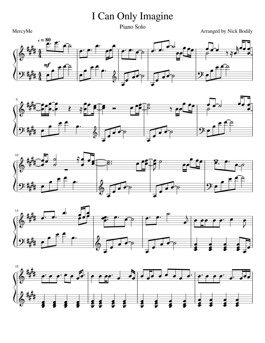 I Can Only Imagine Sheet Music for Piano (Solo) easy | MuseScore.com