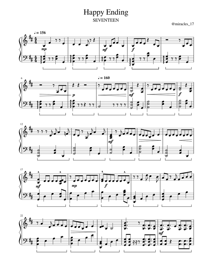 SEVENTEEN-Happy Ending Sheet Music for Piano (Solo