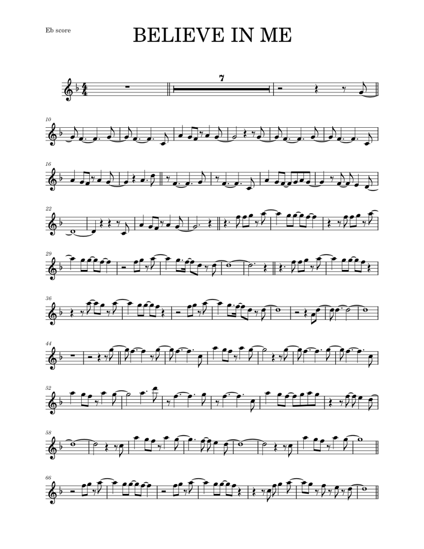 Believe in me – Lenny Kravitz (ALTO SAX RMX) Sheet Music with
