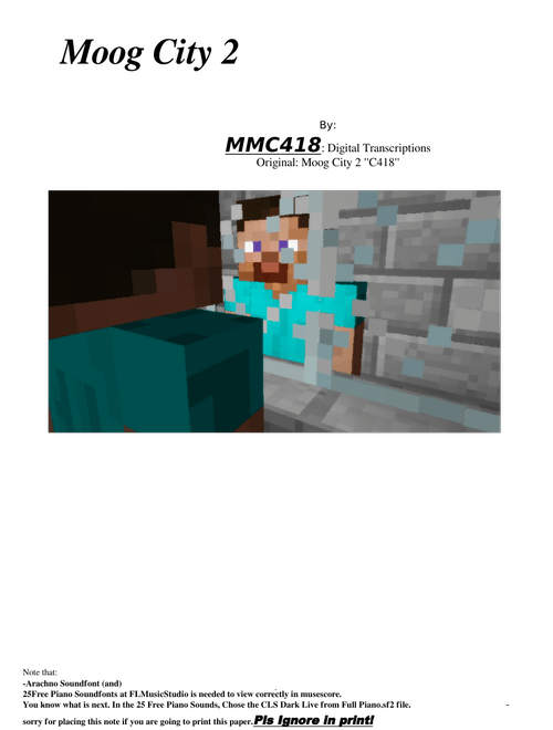 Moog City 2 - For Piano and - Extra Instruments. Minecraft " C418 "