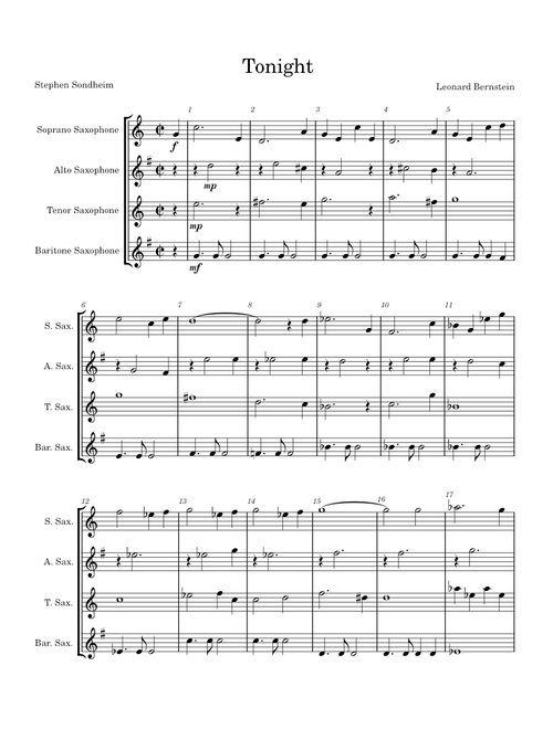 Tonight (from West Side Story) – Stephen Sondheim