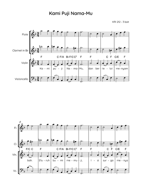 Holy God, We Praise Thy Name / Kami Puji Nama-Mu (Arr. Angie Wiranata) - Ignaz Franz, Katholisches Gesangbuch (Small Ensemble)