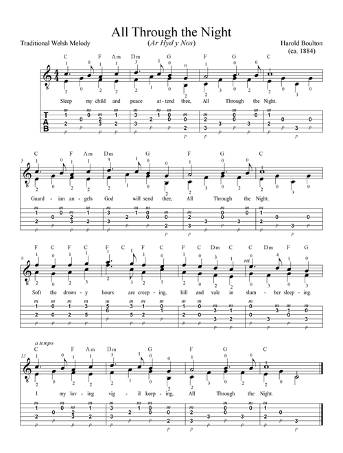 All Through the Night (Arr. Dennis McCorkle) - Various (Easy Guitar with TAB)