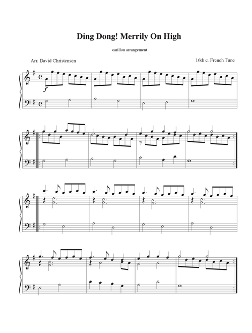 Ding Dong! Merrily On High for Carillon (Arr. David Christensen) - 16th Century French Christmas Carol (Instrumental Solo)
