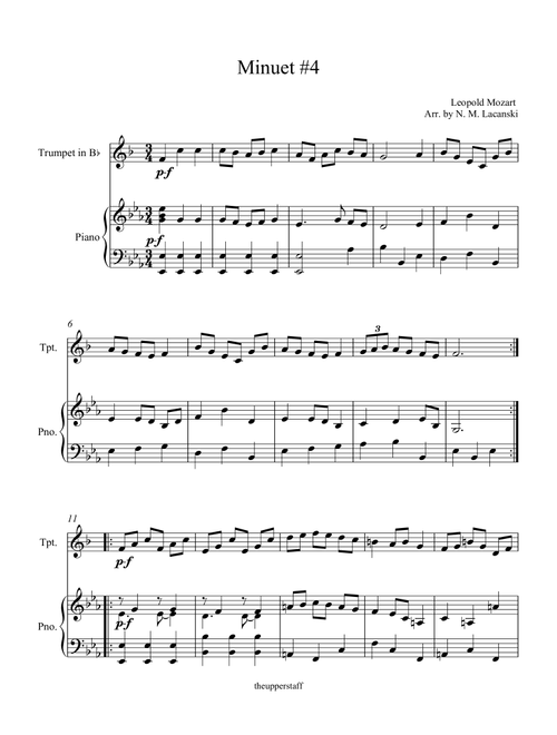 Minuet #4 (Arr. Nick Lacanski) - Mozart, Leopold (Instrumental Duet)