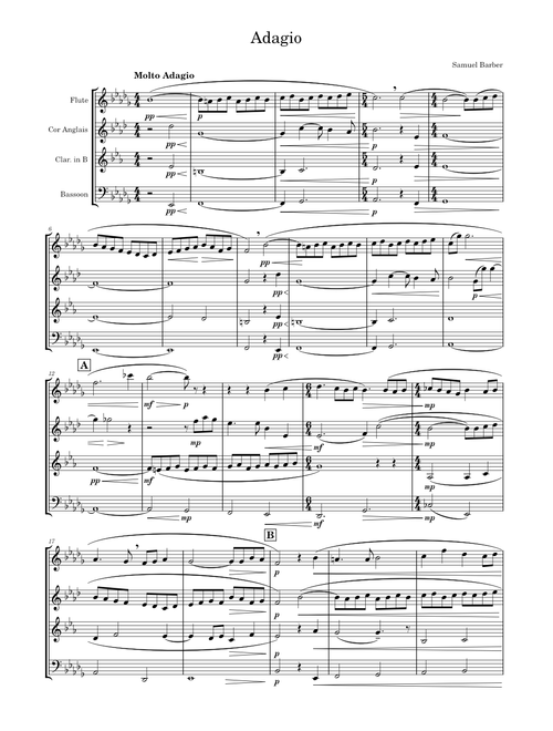 Adagio for Strings – Samuel Barber Adagio for Wind Quartet – Samuel Barber