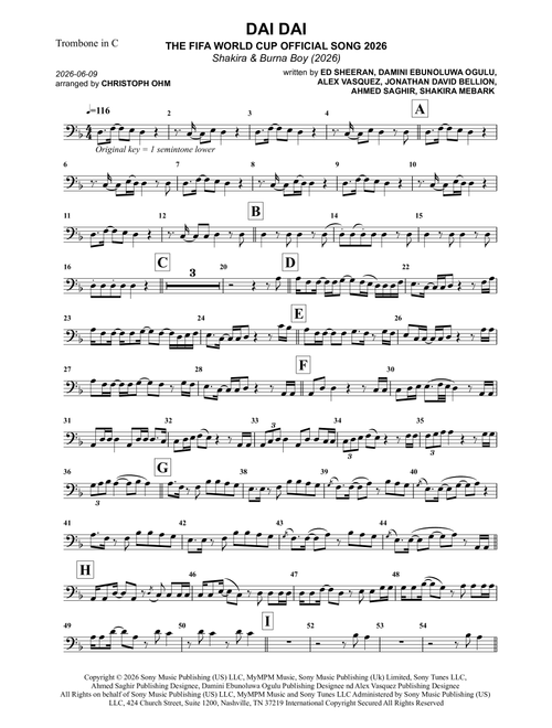 Dai Dai (Arr. Christoph Ohm) - Shakira & Burna Boy (Trombone Solo)