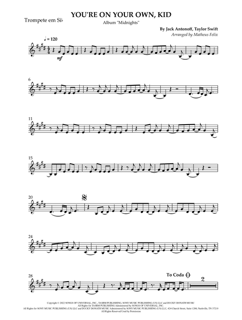 You're On Your Own, Kid (Arr. Matheus Felix) - Taylor Swift (Trumpet Solo)