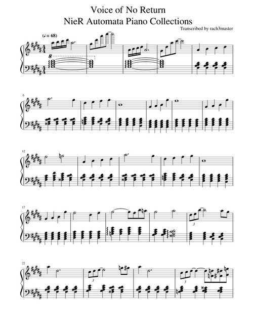 Voice of No Return - NieR Automata Piano Collections