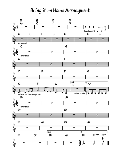 Bring it on home to me – Sam Cooke Bring it on Home Arrangment